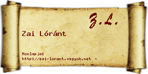 Zai Lóránt névjegykártya